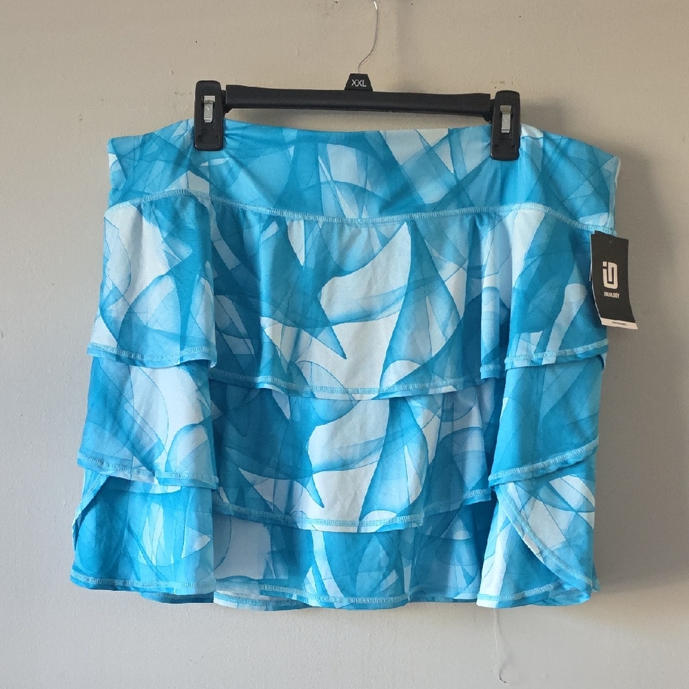 Ideology NWT Blue & White Flex Stretch With Pockets Swim Skort Size 2XL Summer